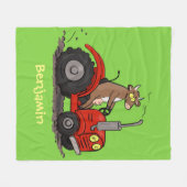 Couverture Polaire Jolie vache heureuse conduisant un dessin animé de (Devant (Horizontal))