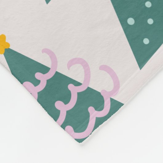 Couverture Polaire Jolies arbres Doodles rose vert (Coin)