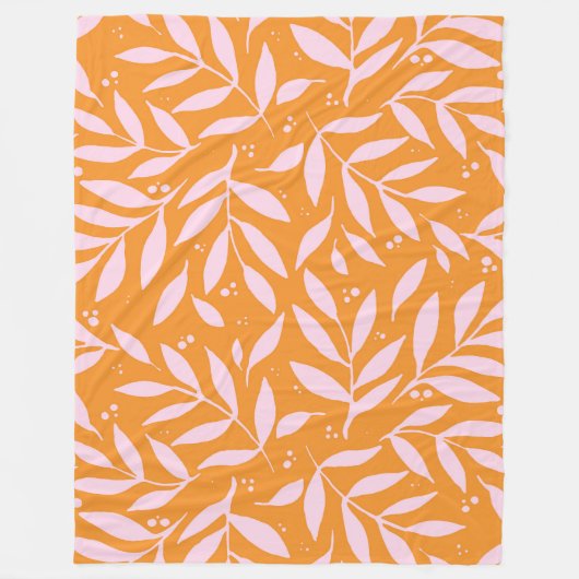 Couverture Polaire Jolies branches - orange et rose (Devant)