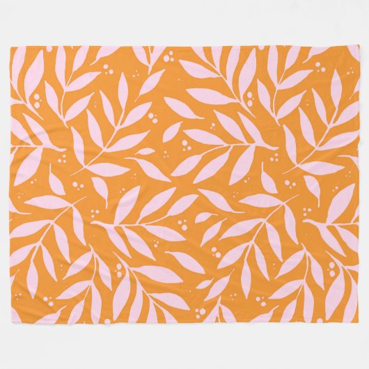 Couverture Polaire Jolies branches - orange et rose (Devant (Horizontal))