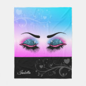 Couverture Polaire Jolies cils - Parties scintillant rose et bleu (Devant)