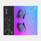Couverture Polaire Jolies cils - Parties scintillant violette et bleu (Devant (Horizontal))