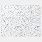 Couverture Polaire Jolies Fleurs Blanches Bleues   (Devant (Horizontal))