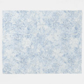 Couverture Polaire Jolies Fleurs Blanches Bleues (Devant (Horizontal))
