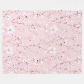Couverture Polaire Jolies Fleurs Blanches Roses   (Devant (Horizontal))