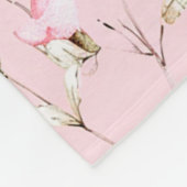 Couverture Polaire Jolies Fleurs Blanches Roses   (Coin)