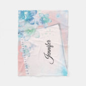 Couverture Polaire Jolies fleurs bleues sur Arrière - plan rose (Devant)