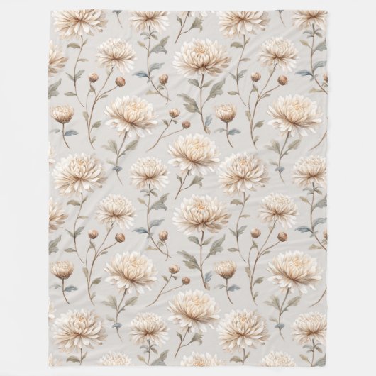 Couverture Polaire Jolies Fleurs Crème (Devant)