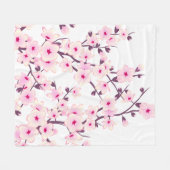 Couverture Polaire Jolies fleurs de cerisier rose blanc (Devant (Horizontal))