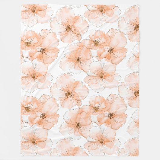 Couverture Polaire Jolies Fleurs de Pêcher (Devant)