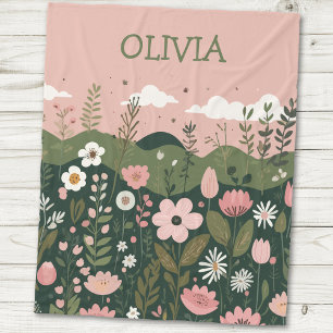 Couverture Polaire Jolies fleurs sauvages de dessin animé, floral per