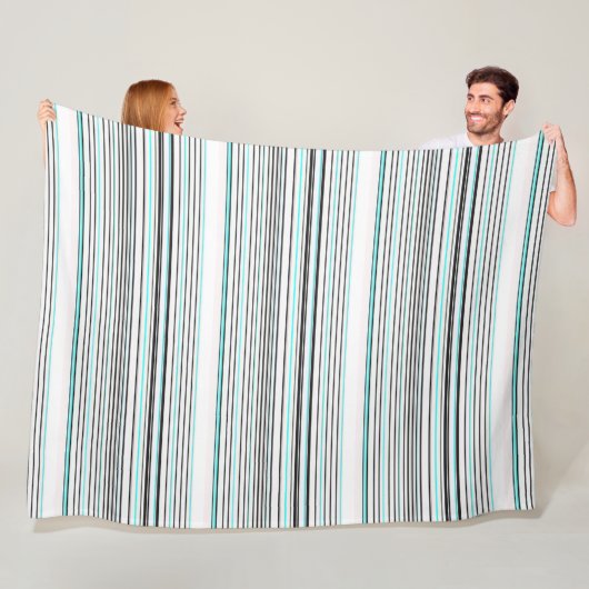 Couverture Polaire Jolies rayures grises aqua (En situation)