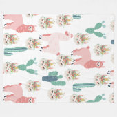 Couverture Polaire Jolis Llamas roses et Cactus vert (Devant (Horizontal))