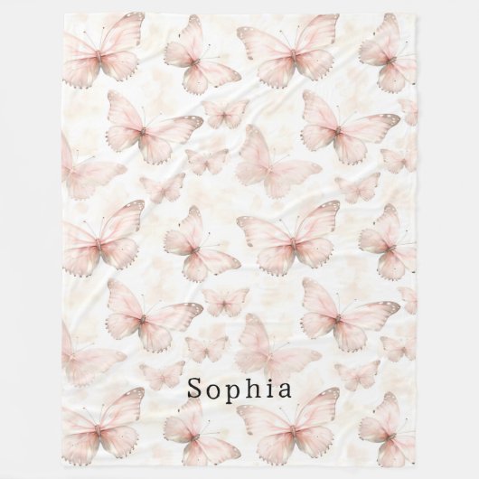 Couverture Polaire Jolis papillons rose blush (Devant)