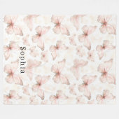 Couverture Polaire Jolis papillons rose blush (Devant (Horizontal))