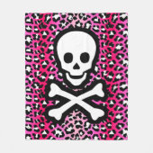 Couverture Polaire Jolly roger Empreinte de léopard rose Pirate Pirat (Devant)