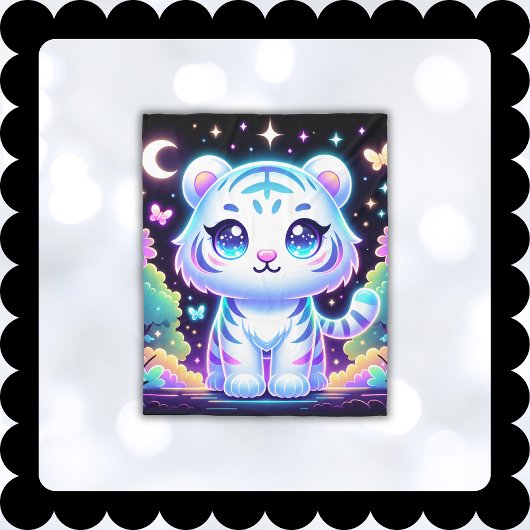 Couverture Polaire Jote Kids Holographique Tigre Blanc |