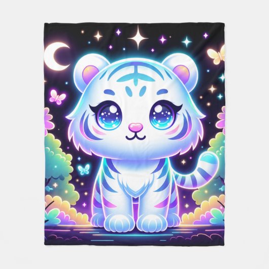 Couverture Polaire Jote Kids Holographique Tigre Blanc | (Devant)