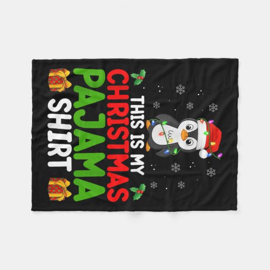 Couverture Polaire Jote Penguin Xmas Éclaira Père Noël C'Est Ma Noël (Devant (Horizontal))