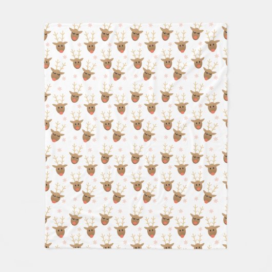 Couverture Polaire Jote Reindeer face Motif Snowflakes hiver (Devant)