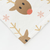 Couverture Polaire Jote Reindeer face Motif Snowflakes hiver (Coin)