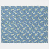 Couverture Polaire Jouer Alligator Vert Paisley sur Bleu (Devant (Horizontal))