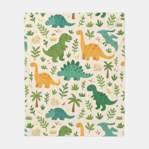 Couverture Polaire Jouer Dinosaure préhistorique Motif Feuille joyeus