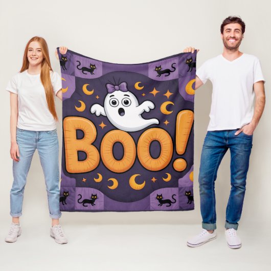 Couverture Polaire Jouer Halloween Quilt, Fleece Blanket -Boo! (En situation)