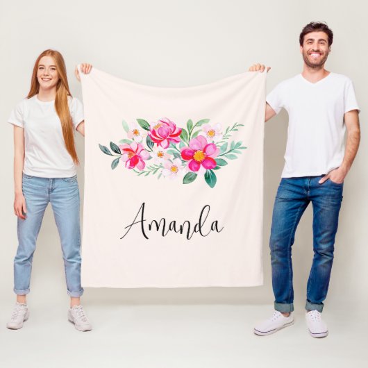 Couverture Polaire Jouer Joli Bouquet de Fleur Rose (En situation)