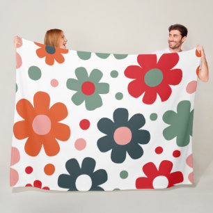 Couverture Polaire Jouer Motif de fleurs rétro