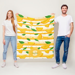 Couverture Polaire Jouer Motif de tranche orange avec Feuilles verts