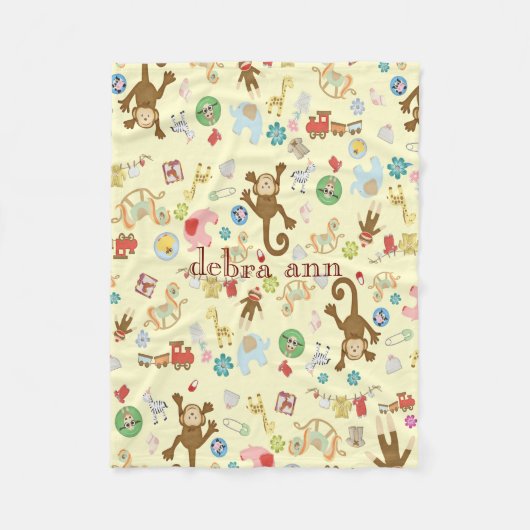 Couverture Polaire Jouets animaux de la petite fille monogrammed (Devant)