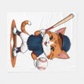 Couverture Polaire Joueur de baseball chat (Devant (Horizontal))