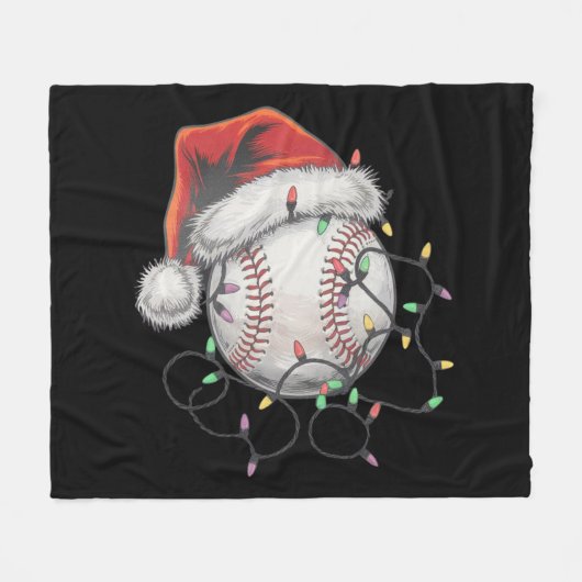 Couverture Polaire Joueur de baseball de Noël de père Noël Sports (Devant (Horizontal))