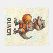 Couverture Polaire Joueur de basket-ball Cute Dinosaur (Devant (Horizontal))