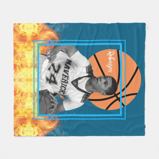 Couverture Polaire Joueur de basket-ball Photo personnalisée (Devant (Horizontal))
