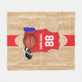 Couverture Polaire Joueur de basket personnalisé sur le terrain de (Devant (Horizontal))