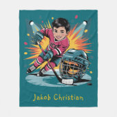 Couverture Polaire Joueur de hockey pop art Anniversaire Bash (Devant)