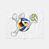 Couverture Polaire Joueur de volley-ball avec volley-ball (Devant (Horizontal))