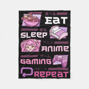 Couverture Polaire Joueur Jeux vidéo drôles Manger Dormir Anime Jeux