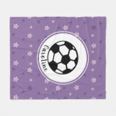 Couverture Polaire Joueuse de soccer rose et violet étoile Nom person (Devant (Horizontal))
