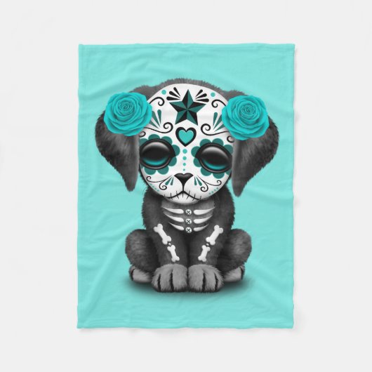 Couverture Polaire Jour bleu du chien chiot mort (Devant)