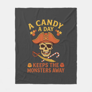 Couverture Polaire Jour de bonbons Halloween Pirate Crâne Canne