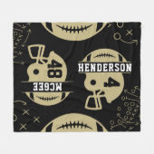 Couverture Polaire Jour de football noir et or (Devant (Horizontal))