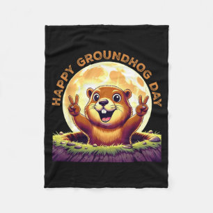 Couverture Polaire Jour de la marmotte rétro mignon 2025 Vacances d'a