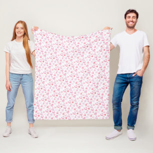 Couverture Polaire Jour de la Saint-Valentin cœurs roses aquarelle