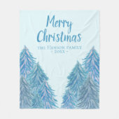 Couverture Polaire Jour de Noël de l'arbre d'hiver bleu (Devant)