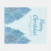 Couverture Polaire Jour de Noël de l'arbre d'hiver bleu (Devant (Horizontal))