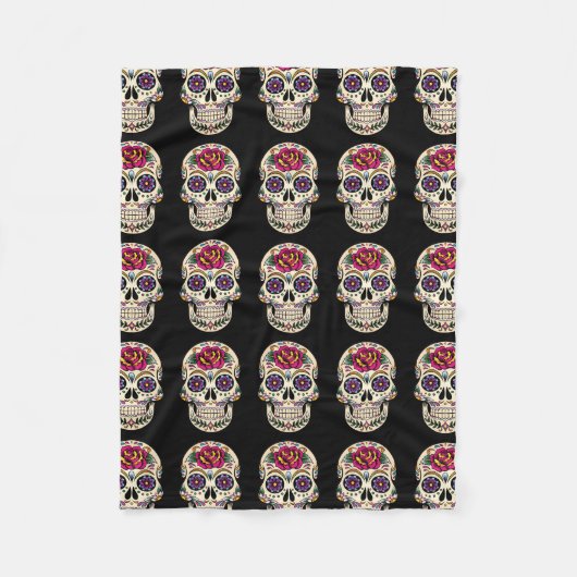 Couverture Polaire Jour du crâne de sucre mort avec Rose (Devant)
