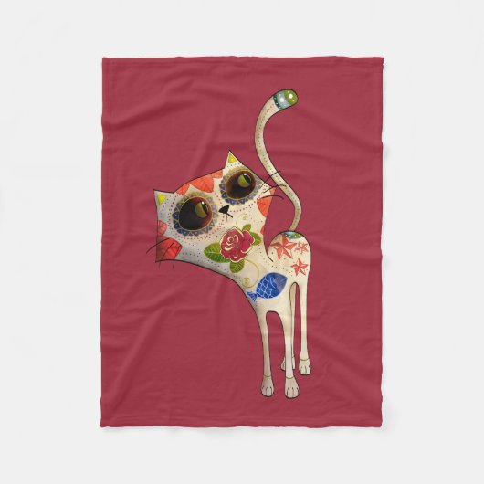 Couverture Polaire Jour mexicain noir du chat mort (Devant)